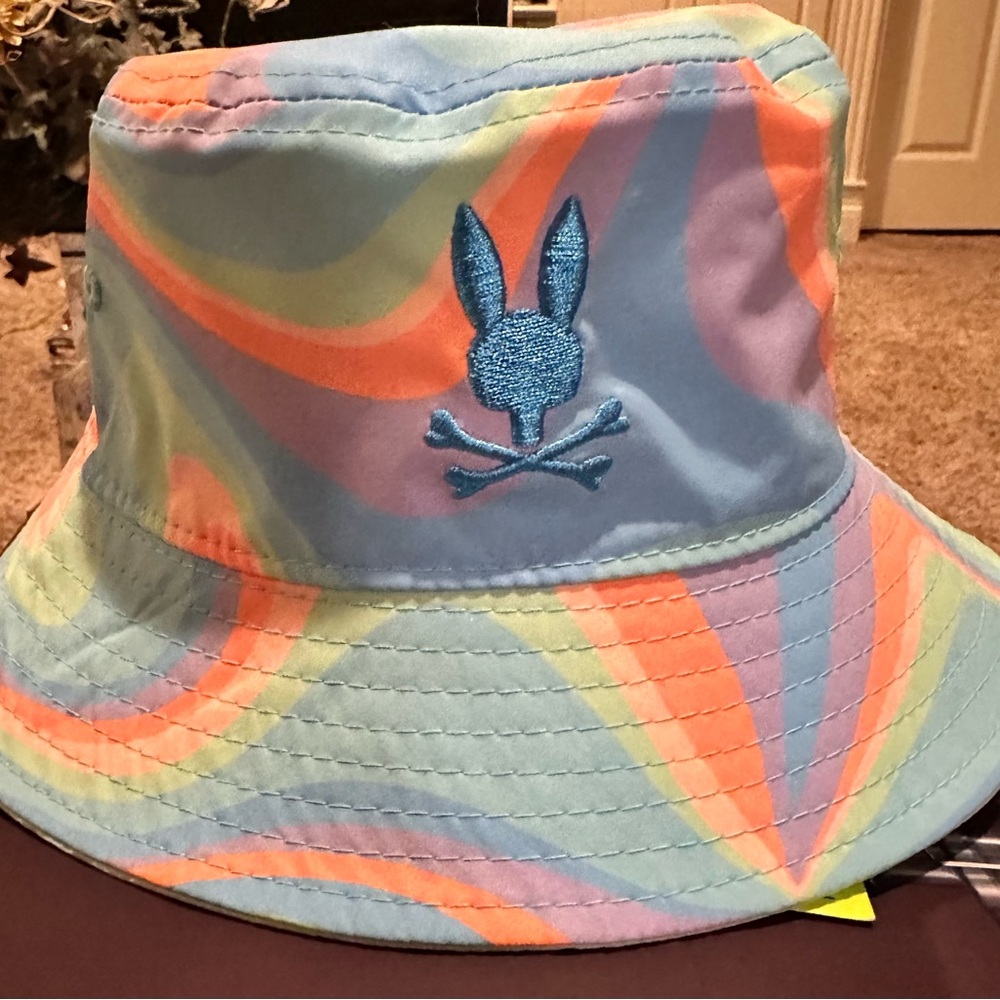 Colorful Bucket Hat with Pyscho Bunny Embroidered Logo - Picture 2 of 8